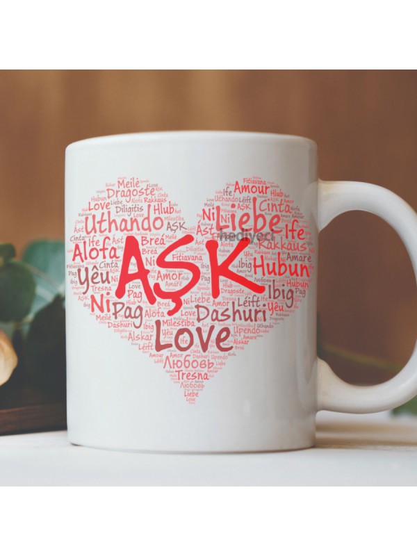 Kupa 100 Dilde Aşk Romantik Beyaz Bardak&hellip;