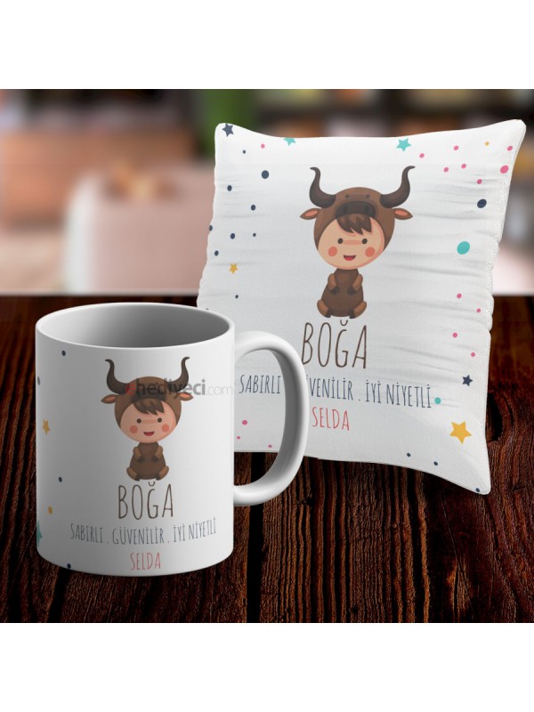 Kişiye Özel Kupa Boğa Burcu Temalı Ve Yastık Kılıfı&hellip;