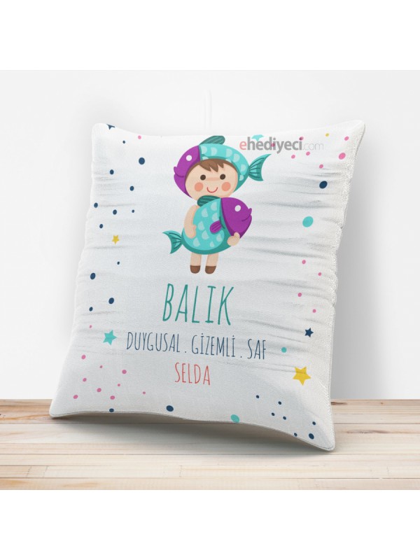 Kişiye Özel Balık Burcu Temalı Yastık Kılıfı&hellip;