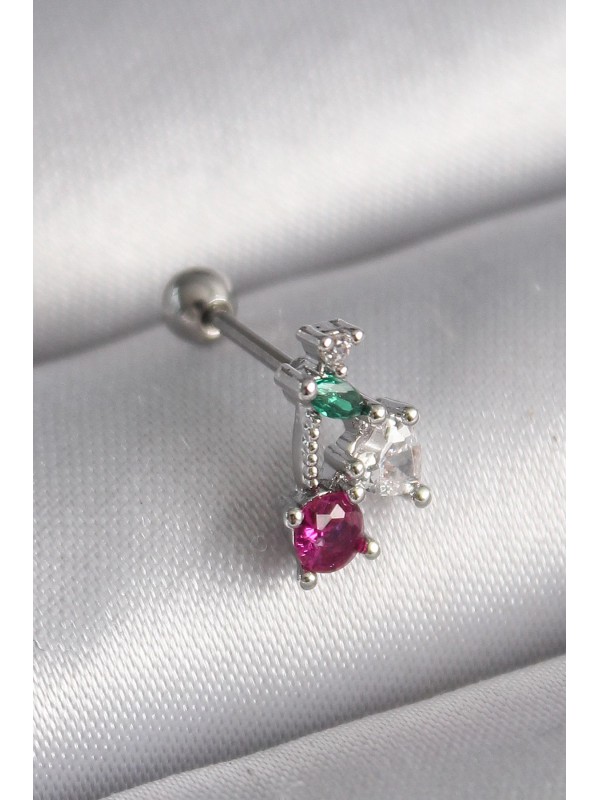 Çelik Gümüş Taşlı 316L Renk Zirkon Tragus Piercing&hellip;