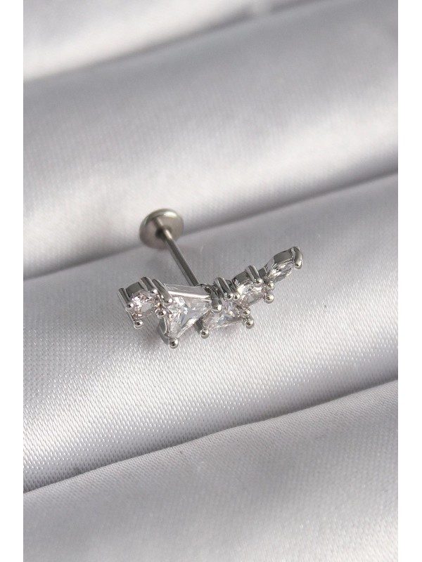 Çelik Gümüş Taşlı 316L Renk Zirkon Tragus Piercing&hellip;