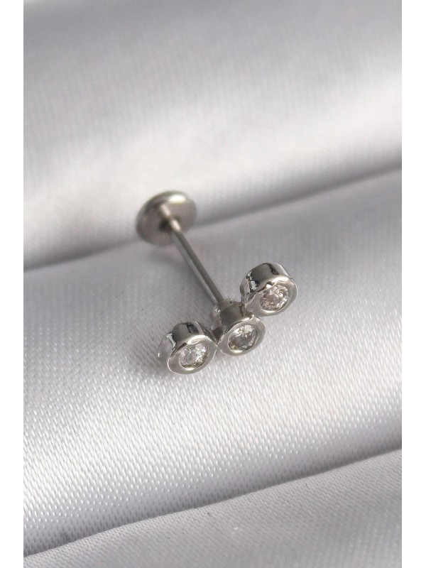 Çelik Gümüş Taşlı 316L Renk Zirkon Tragus Piercing&hellip;