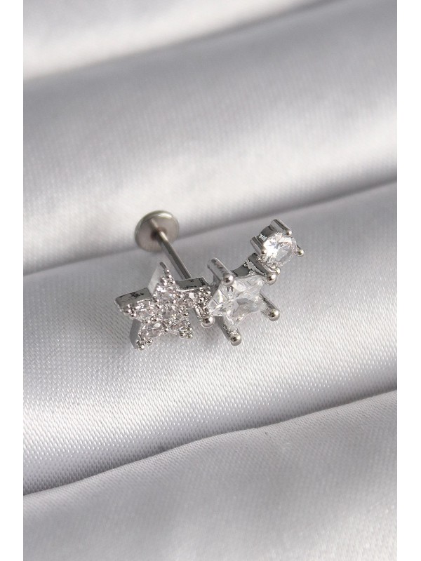 Çelik Gümüş Taşlı 316L Renk Zirkon Yıldız Tragus&hellip;