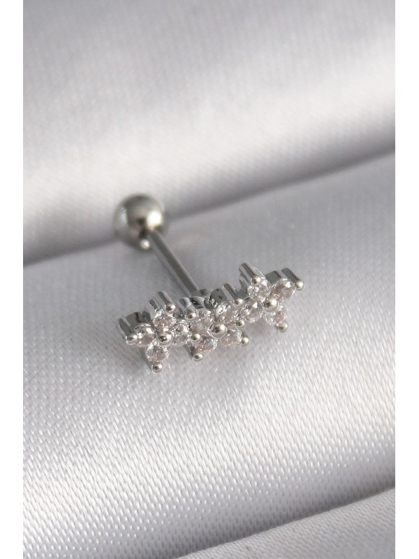 Çelik Gümüş Taşlı 316L Renk Zirkon Yonca Tragus&hellip;