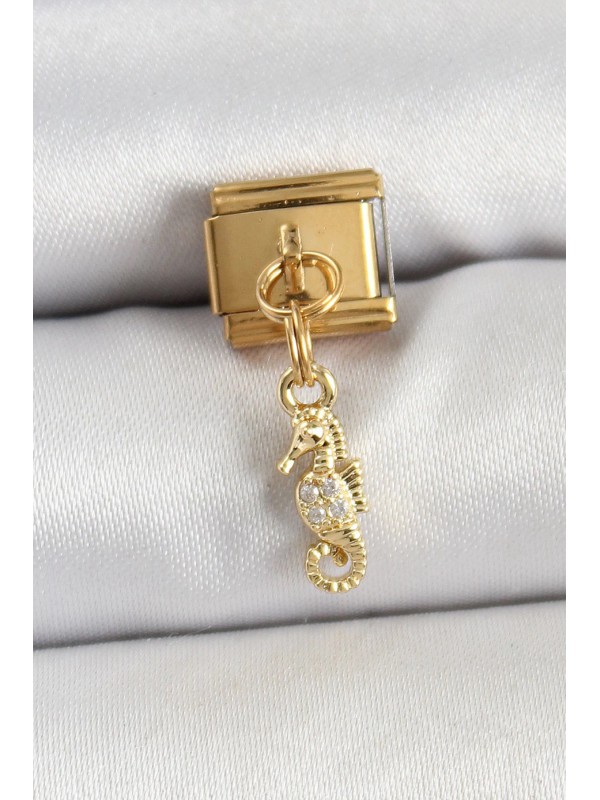 Çelik Taşlı 316L Sallantılı Zirkon Çiçek Gold Renk&hellip;