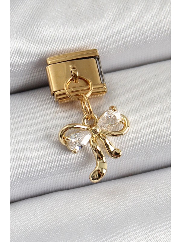Çelik Taşlı 316L Sallantılı Zirkon Fiyonk Gold Renk… Çelik Taşlı 316L Sallantılı Zirkon Fiyonk Gold Renk…