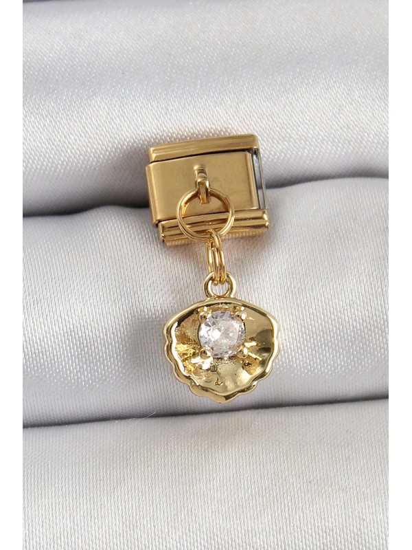 Çelik Taşlı 316L Sallantılı Zirkon İstiridye Gold Renk… Çelik Taşlı 316L Sallantılı Zirkon İstiridye Gold Renk…