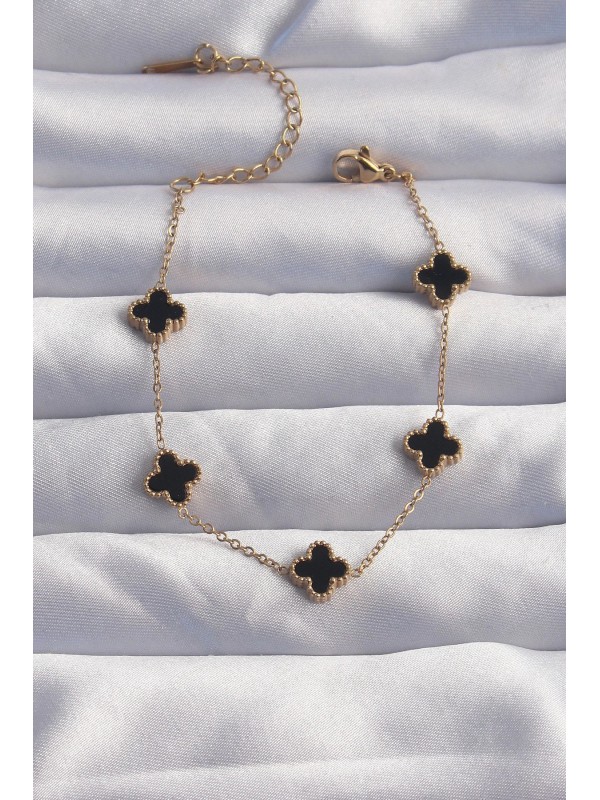 Çelik Bileklik 316L Baby Boy Gold Renk Siyah Mineli&hellip;