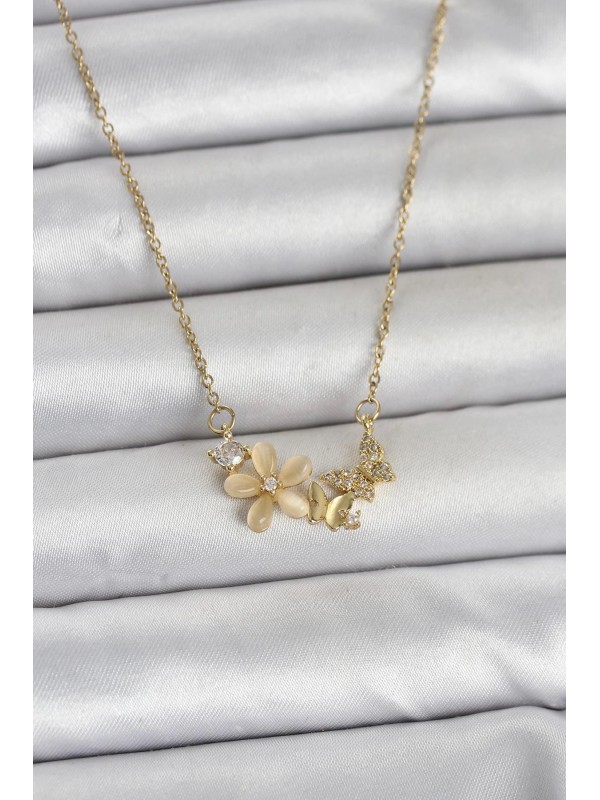 Çelik Kadın Kolye Zincir 316L Gold Renk Çiçek Ve… Çelik Kadın Kolye Zincir 316L Gold Renk Çiçek Ve…