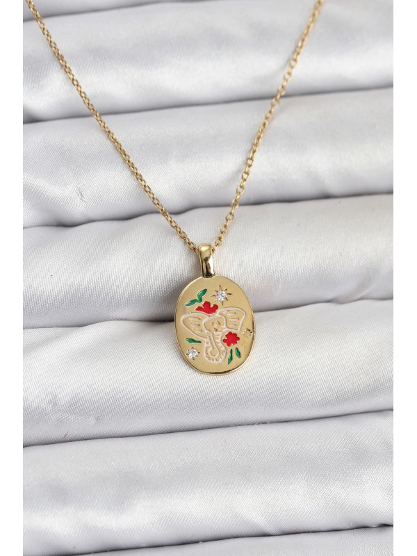 Çelik Kadın Kolye Zincir 316L Gold Renk Fil Figürlü&hellip;