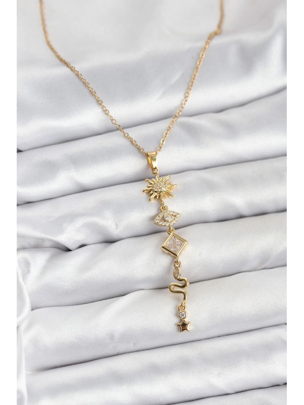 Çelik Kadın Kolye Zincir 316L Gold Renk Güneş Ve&hellip;