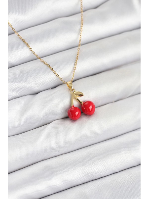 Çelik Kadın Kolye Zincir 316L Gold Renk Kiraz&hellip;
