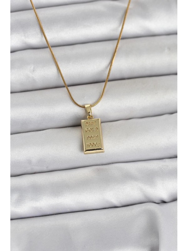 Çelik Altın Kadın Kolye Zincir 316L Gold Renk Külçe&hellip;