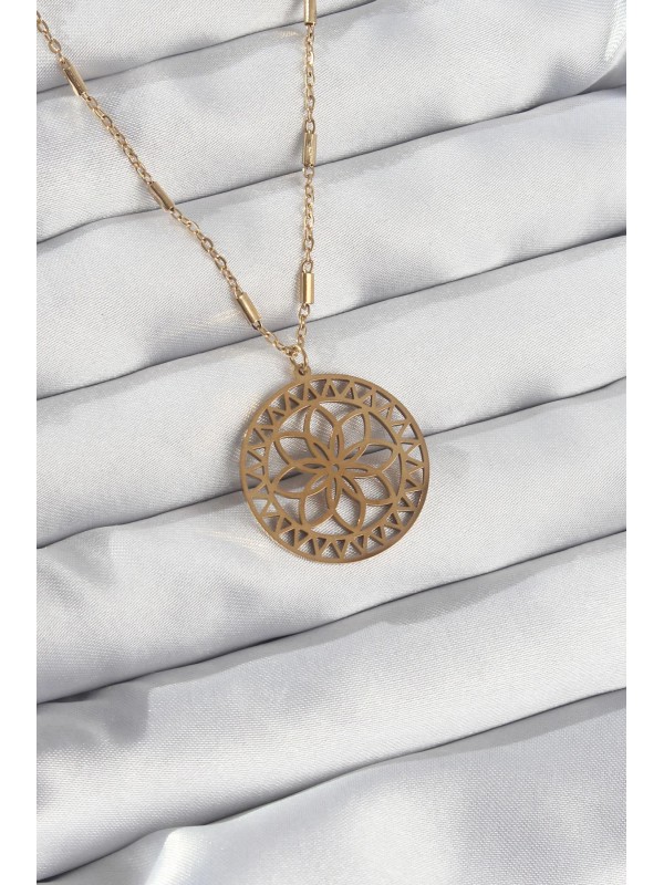 Çelik Kolye Zincir 316L Gold Renk Lotus&hellip;