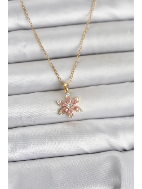 Çelik Kadın Kolye Zincir 316L Gold Renk Pembe Lotus&hellip;