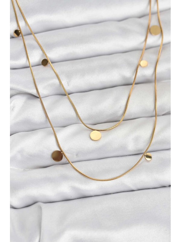 Çelik Kadın Kolye Zincir 316L Gold Renk Pullu&hellip;