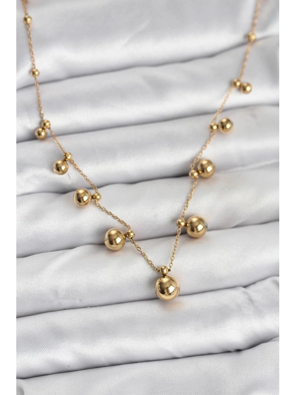 Çelik Kolye Zincir 316L Gold Renk Topçuklu… Çelik Kolye Zincir 316L Gold Renk Topçuklu…