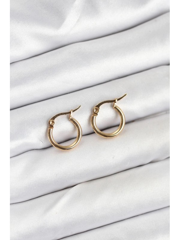 Çelik Kadın Küpe 316L Gold Renk 12 Mm Halka&hellip;