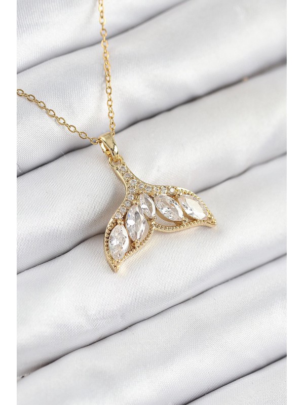 Çelik Kadın Kolye Taşlı 316L Zirkon Balık Kuyruğu Gold&hellip;