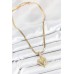 Çelik Kadın Kolye Taşlı Kalp 316L Zirkon Gold Renk