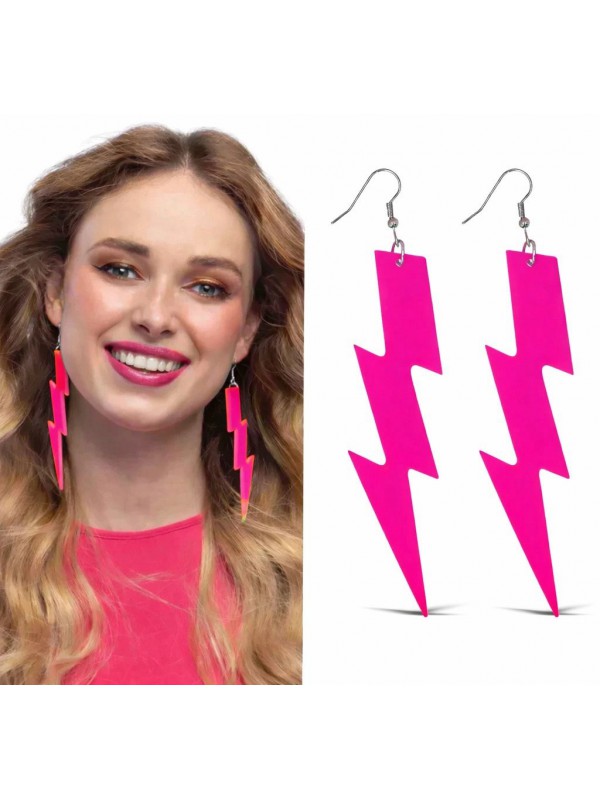Küpe Retro 80 Ler 90 39 Lar Neon Pembe Şimşek 10&hellip;