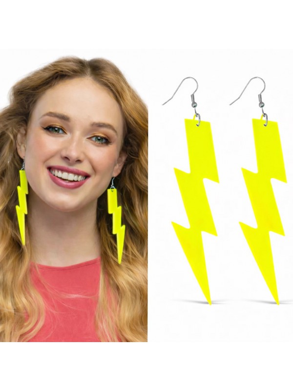 Küpe Retro 80 Ler 90 39 Lar Neon Sarı Şimşek 10&hellip;