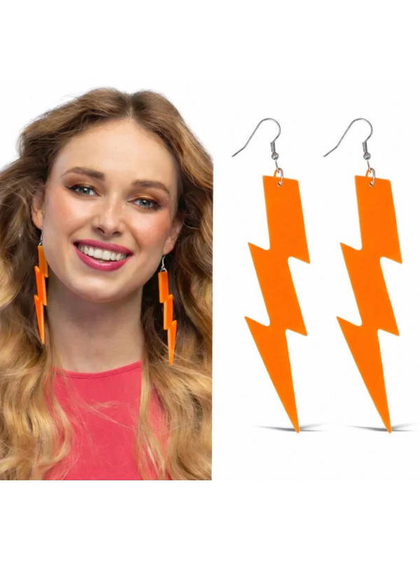 Küpe Retro 80 Ler 90 39 Lar Neon Turuncu Şimşek 10… Küpe Retro 80 Ler 90 39 Lar Neon Turuncu Şimşek 10…