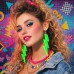Küpe Retro 80 Ler 90 39 Lar Neon Yeşil Şimşek 10