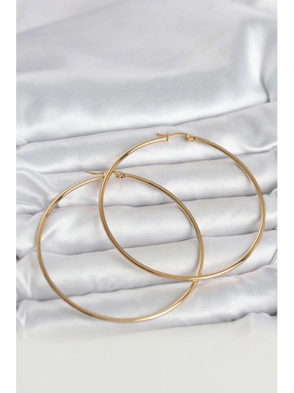 Çelik Kadın Küpe 316L Gold Renk 70 Mm Halka&hellip;