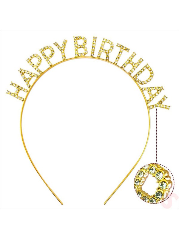 Altın Taşlı Gold Renk Kristal Parlak Happy Birthday&hellip;