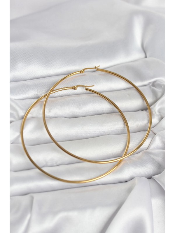 Çelik Kadın Küpe 316L Gold Renk 80 Mm Halka&hellip;