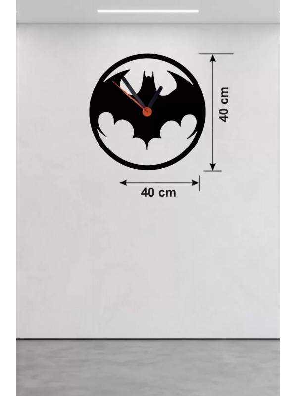 Batman Yarasa Logolu Ahşap Duvar Saati - 40x40&hellip;