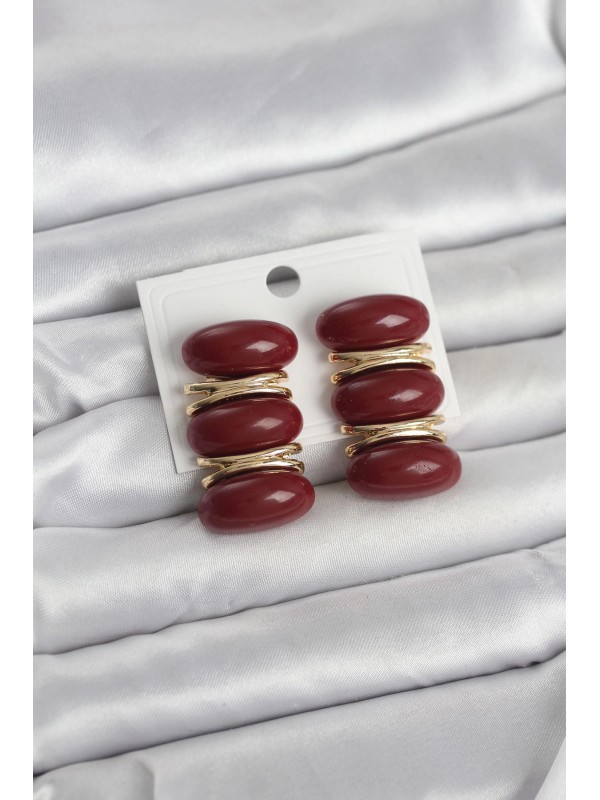 Kadın Küpe Vintage Bordo Gold Renk… Kadın Küpe Vintage Bordo Gold Renk…