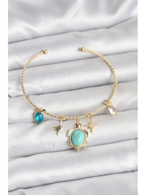Kadın Bileklik Caretta Charmlı Gold Renk… Kadın Bileklik Caretta Charmlı Gold Renk…