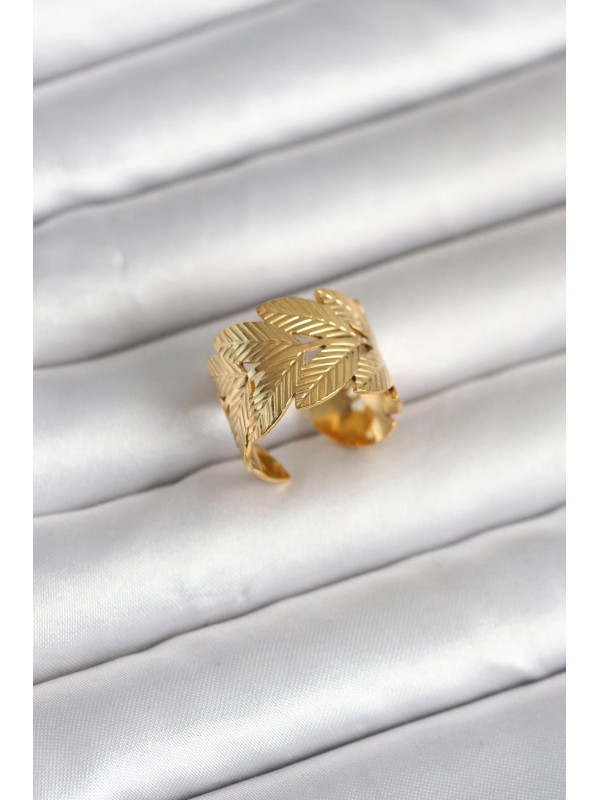 Çelik Kadın Yüzük 316L Gold Renk Başak Modeli… Çelik Kadın Yüzük 316L Gold Renk Başak Modeli…