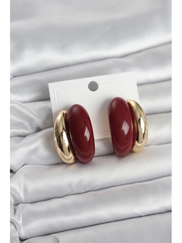 Kadın Küpe Vintage Damla Bordo Gold Renk&hellip;