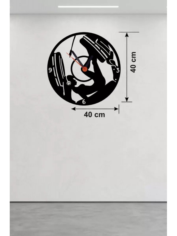 Fitness Ve Spor Temalı Ahşap Duvar Saati - 40x40 Leg&hellip;