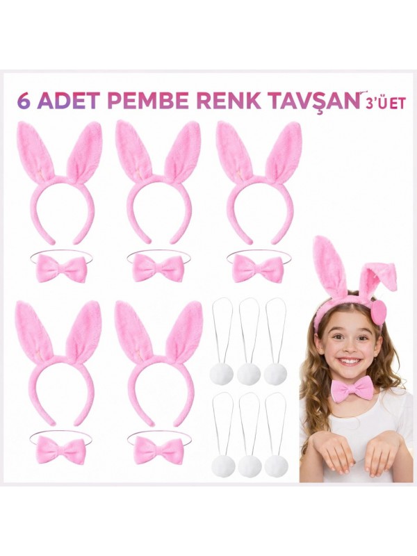 Full Pembe Renk Tavşan Sahne Seti 6 39 Lı Set Taç&hellip;