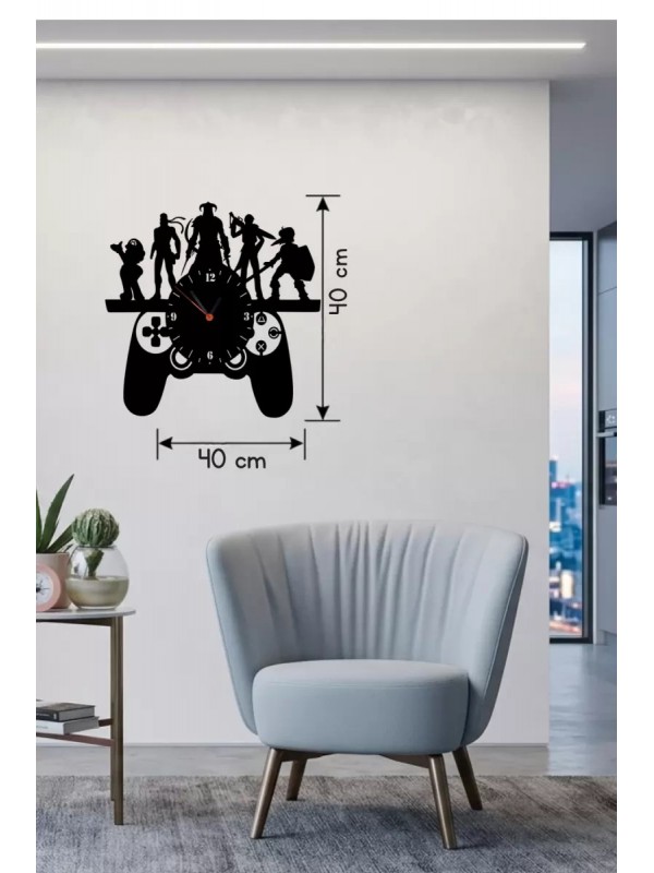 Gamer Oyun Odası Dekoratif Duvar Saati - 40x40 Lazer&hellip;