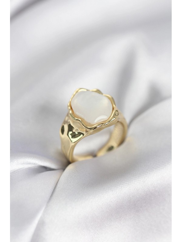 Kadın Yüzük Taşlı Vintage Gold Renk Beyaz&hellip;