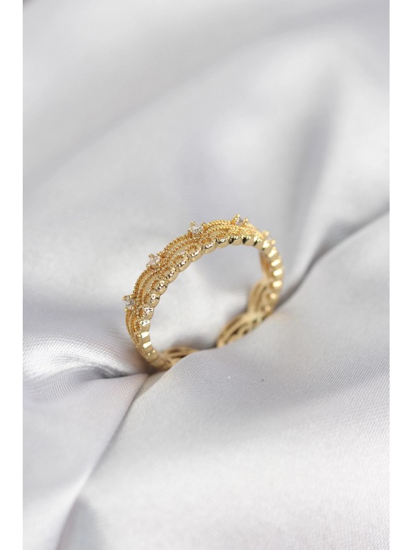 Kadın Yüzük Taşlı Gold Renk Motif Desenli Zirkon&hellip;