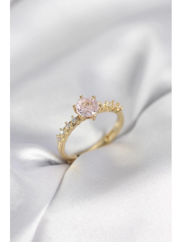Kadın Yüzük Taş Taşlı Gold Renk Pembe Tek Zirkon… Kadın Yüzük Taş Taşlı Gold Renk Pembe Tek Zirkon…