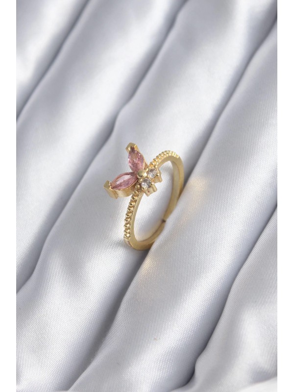 Kadın Yüzük Taşlı Gold Renk Pembe Zirkon Kelebek… Kadın Yüzük Taşlı Gold Renk Pembe Zirkon Kelebek…
