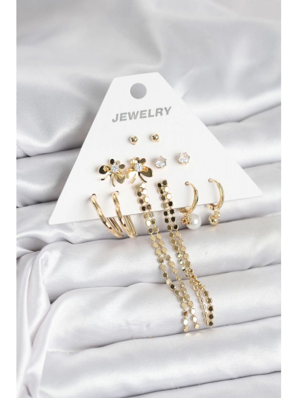 Kadın Küpe Gold Renk Pirinç 6 Lı Seti… Kadın Küpe Gold Renk Pirinç 6 Lı Seti…