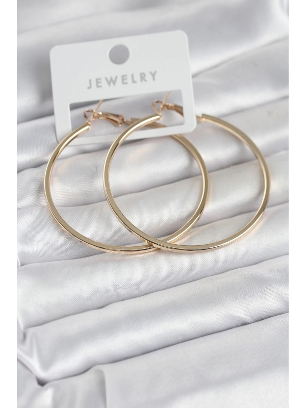 Kadın Küpe Gold Renk Pirinç Köşeli Kenar Halka 54 Mm&hellip;