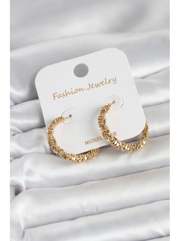 Kadın Küpe Gold Renk Pirinç Tırtık&hellip;