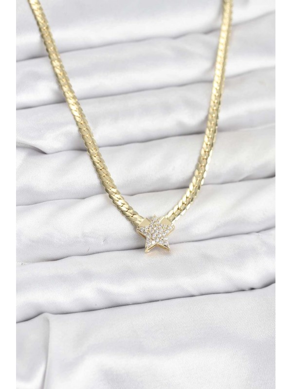 Kadın Kolye Taşlı Gold Renk Pirinç Yıldız Zirkon… Kadın Kolye Taşlı Gold Renk Pirinç Yıldız Zirkon…
