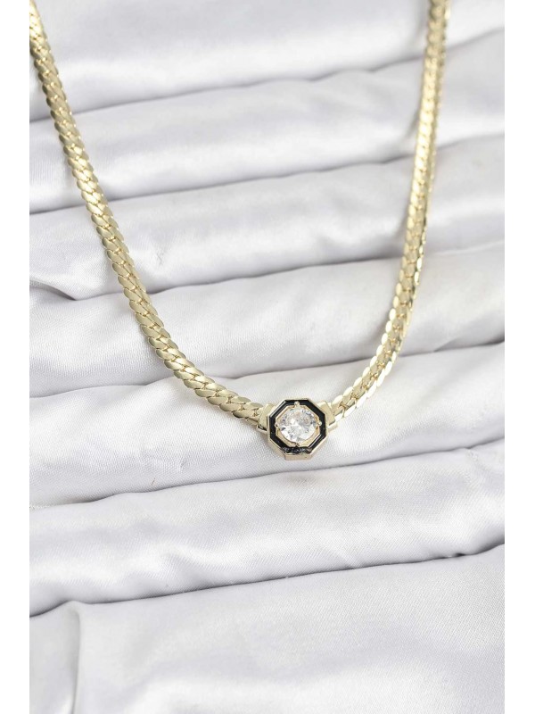 Kadın Kolye Taşlı Gold Renk Pirinç Zirkon&hellip;