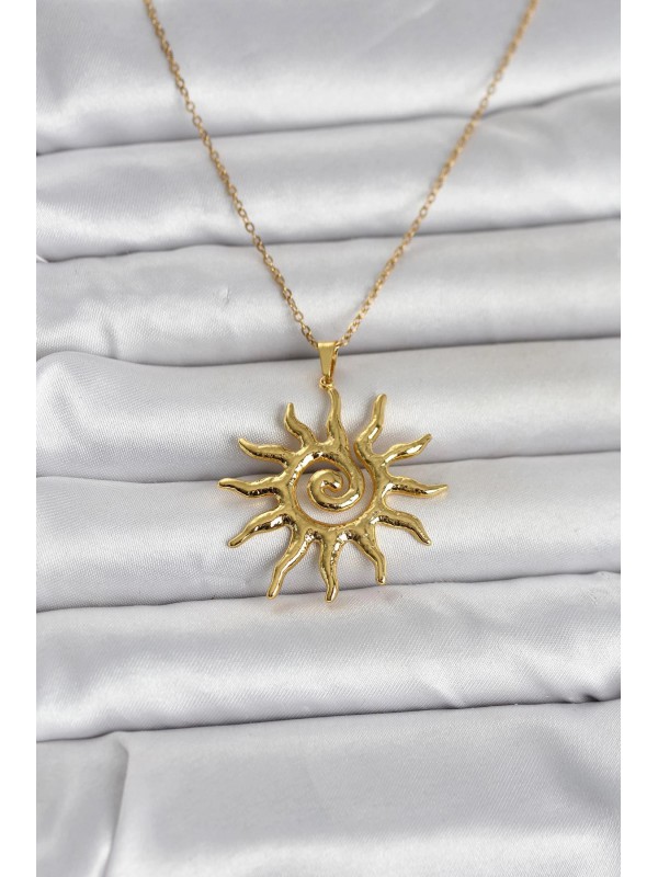 Çelik Kadın Kolye 316L Gold Renk Bohem Güneş&hellip;