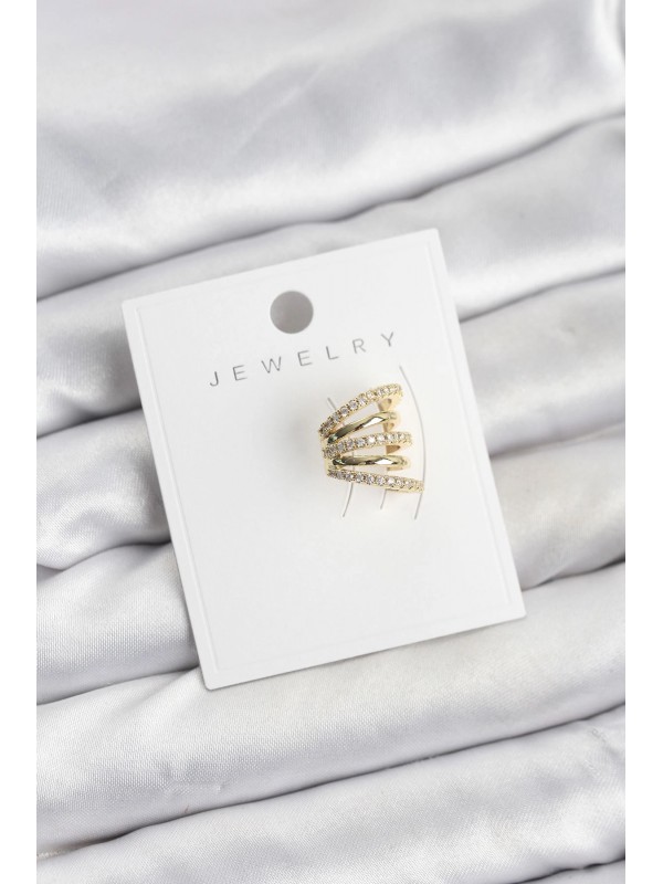 Küpe Taşlı Gold Renk Pirinç Zirkon Kıkırdak Earcuff&hellip;